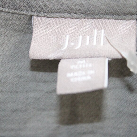 J. Jill Long Sleeve Button Down Blouse Semi Sheer Size Medium Petite Grey - Picture 3 of 5